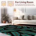 Teal Orange Feather Pattern Design Rug