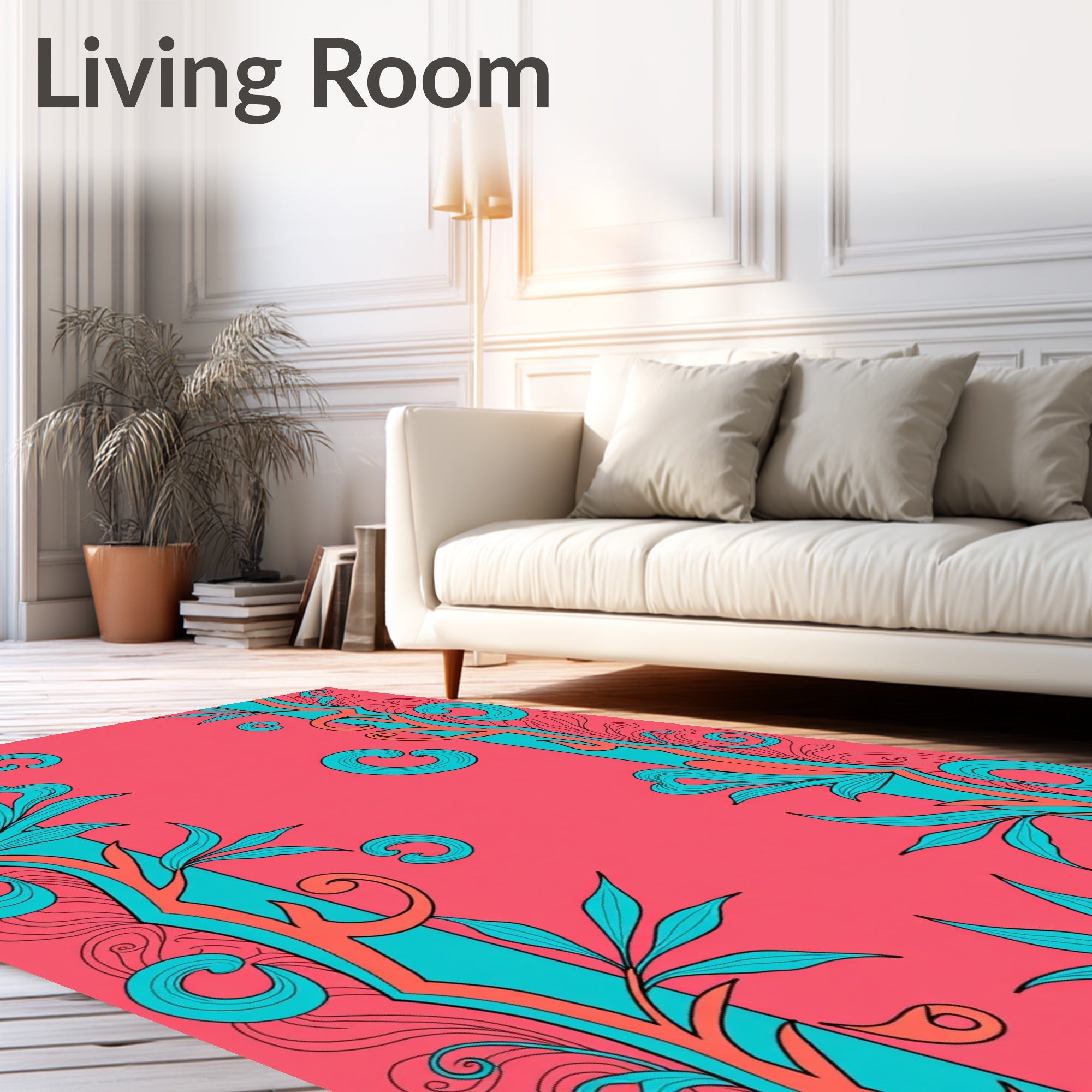 Vivid Floral Swirls Graphic Design Rug