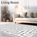 Modern Geometric Maze Style Rug