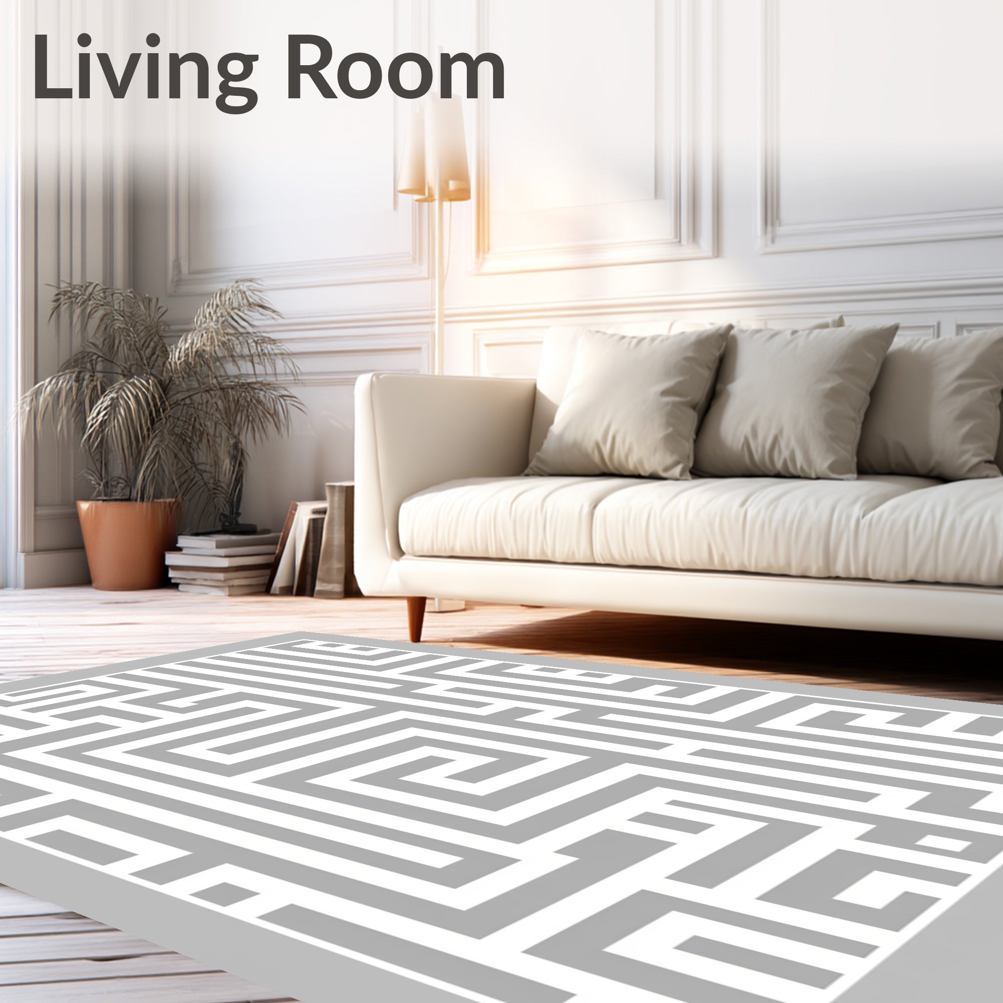 Modern Geometric Maze Style Rug