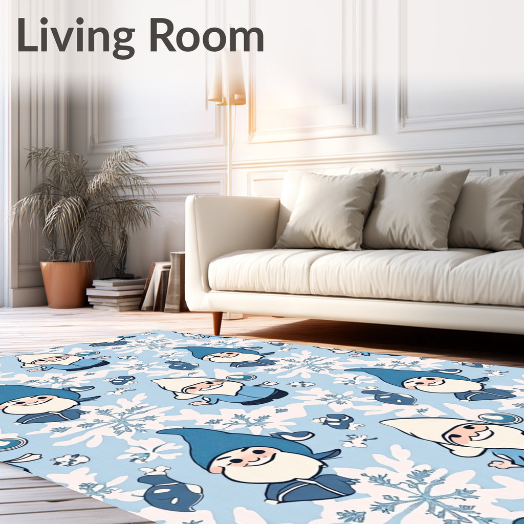 Charming Gnomes Snowflake Pattern Rug