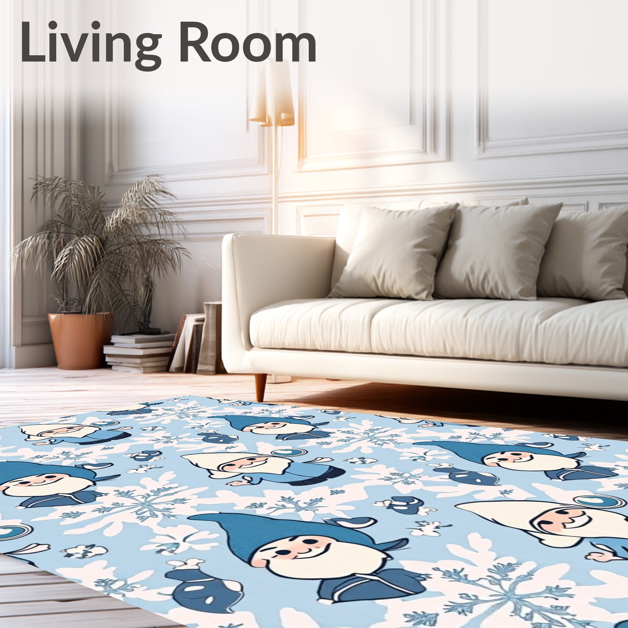 Charming Gnomes Snowflake Pattern Rug