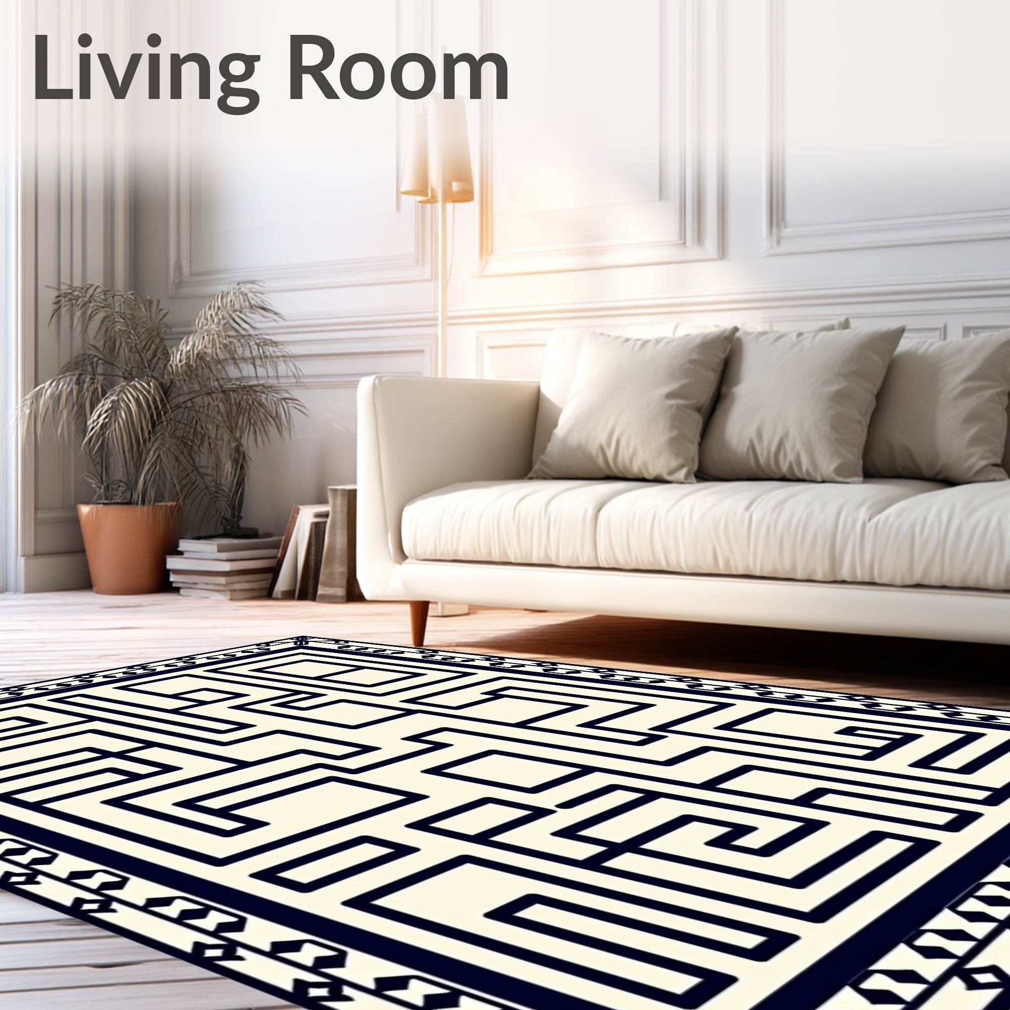 Navy Geometric Labyrinth Rug