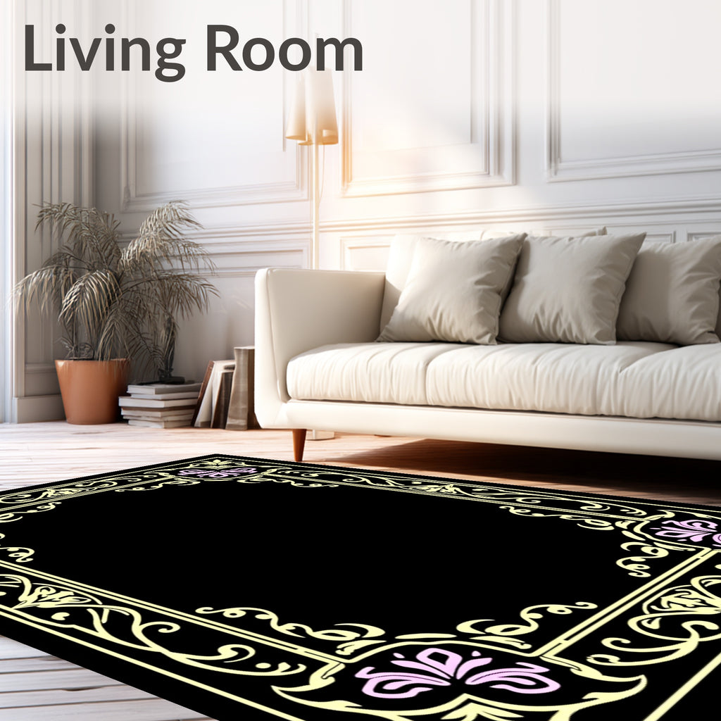 Elegant Floral Border Design Rug