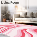 Pink Wavy Stripe Pattern Rug