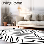Abstract Line Art Geometric Pattern Rug