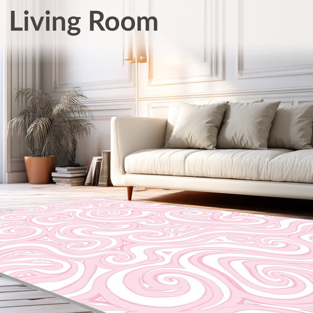 Soft Pink Swirl Harmony Abstract Rug
