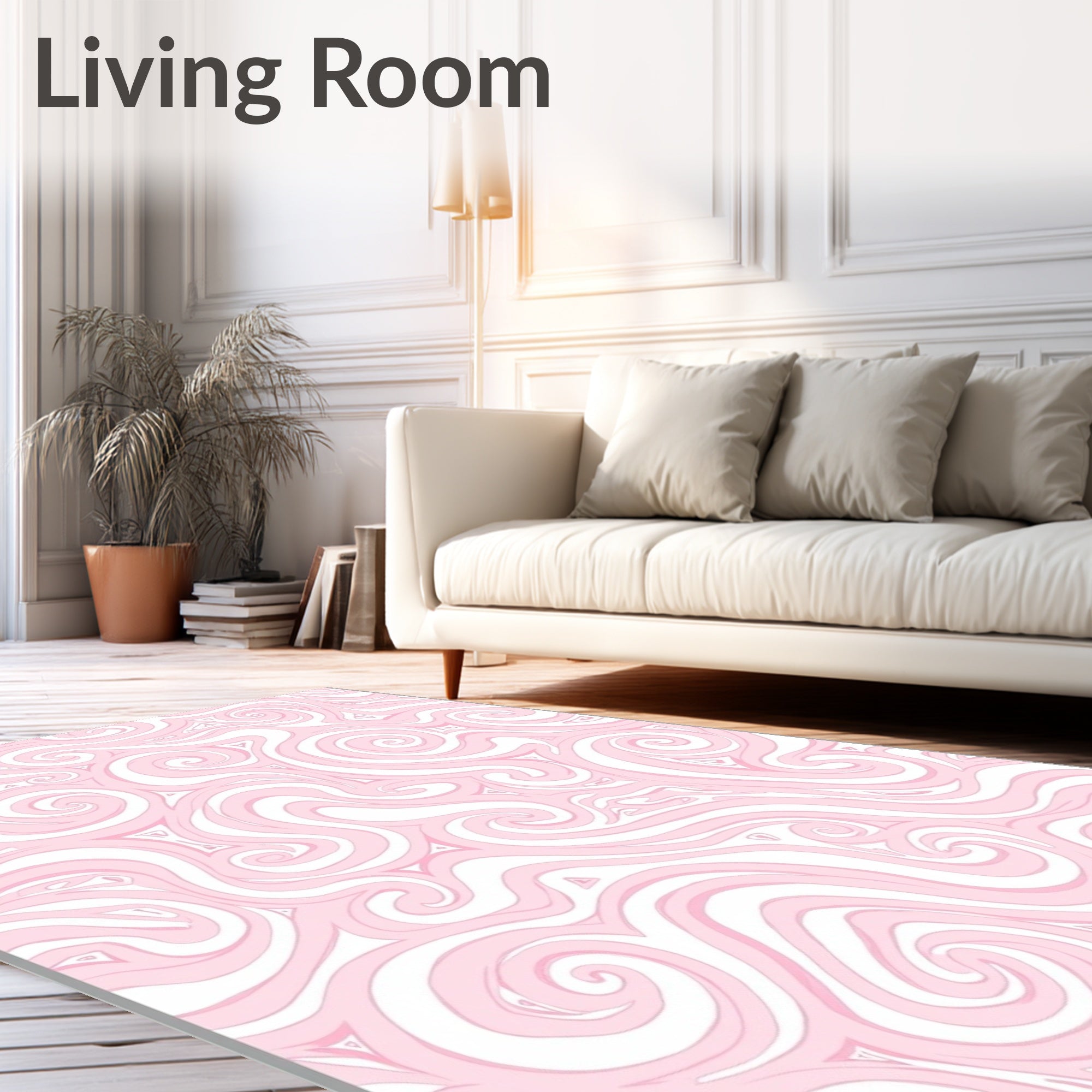 Soft Pink Swirl Harmony Abstract Rug