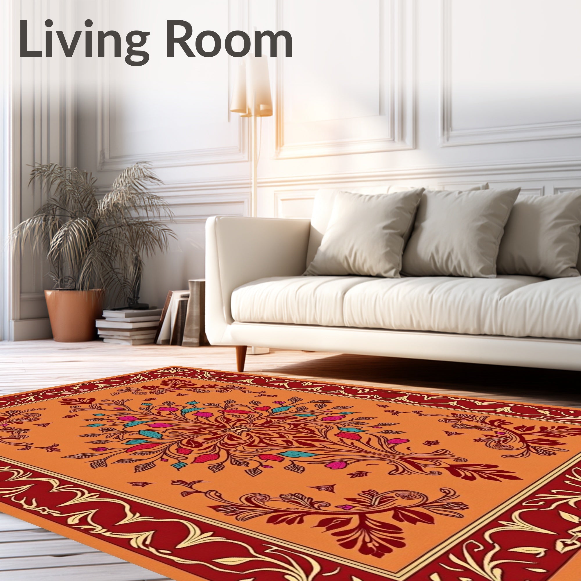 Ornate Floral Scroll Work Rug