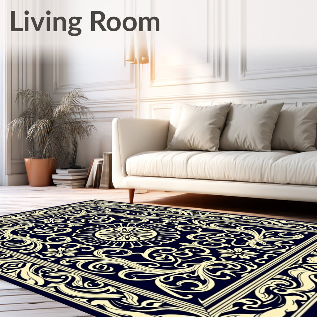Elegant Scrollwork Floral Pattern Rug