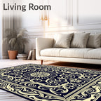 Elegant Scrollwork Floral Pattern Rug
