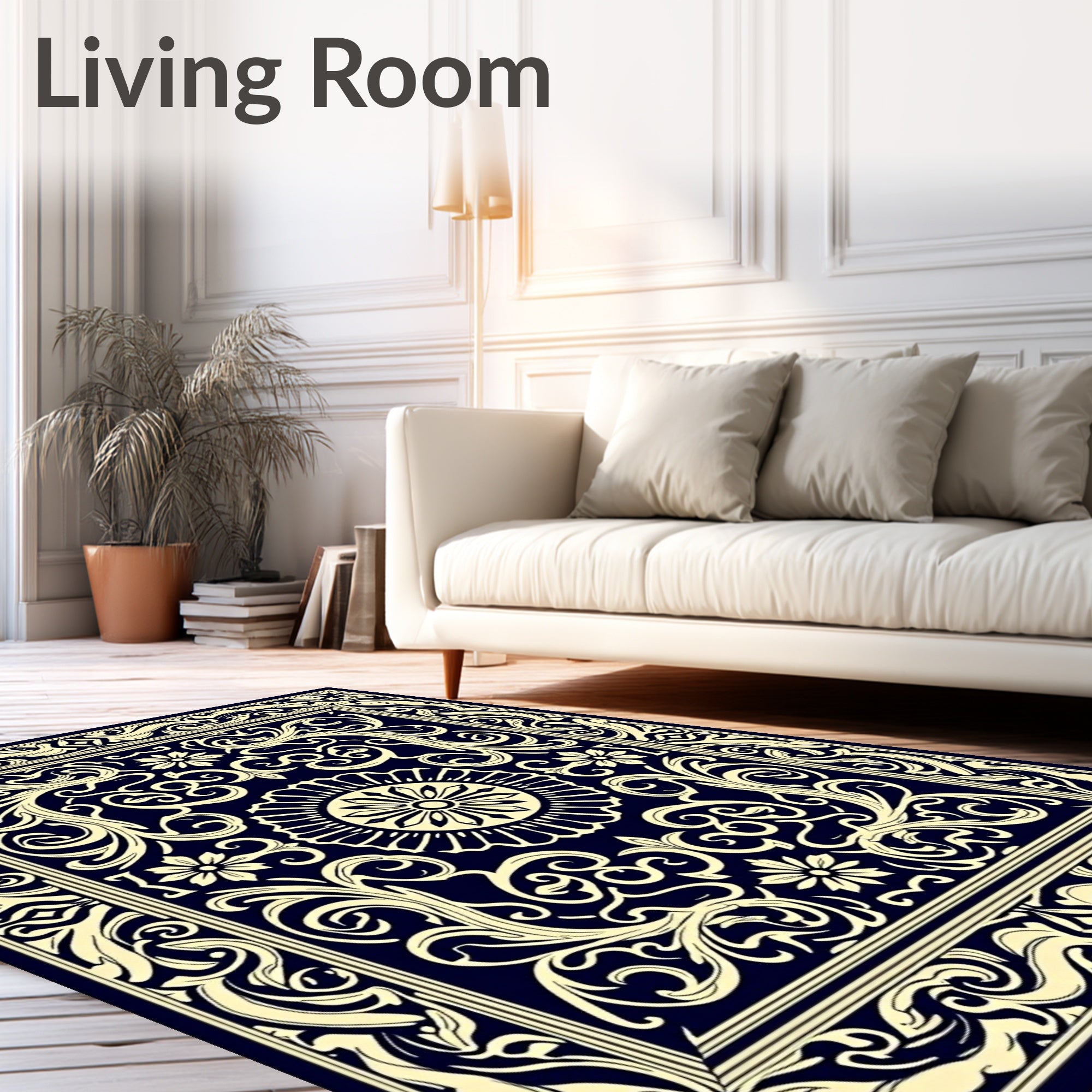 Elegant Scrollwork Floral Pattern Rug