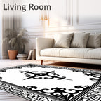 Intricate Scrollwork With Geometric Centerpiece Rug