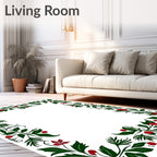 Botanical Red Berry Vine Pattern Rug