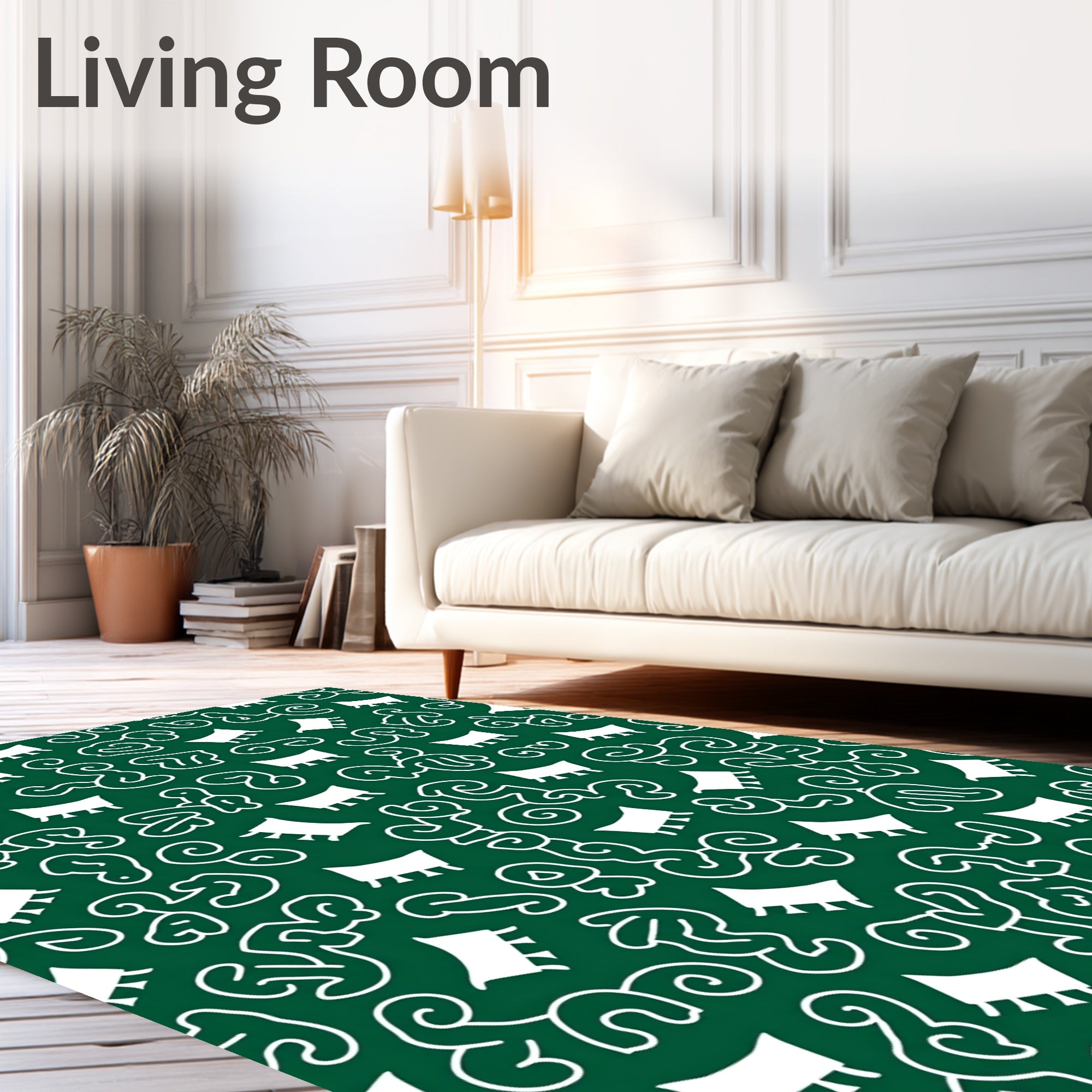 Abstract Swirls With White Accents Pattern Rug