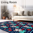 Cute Cat Floral Pattern Rug