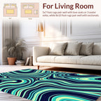 Abstract Aqua Swirl Pattern Rug