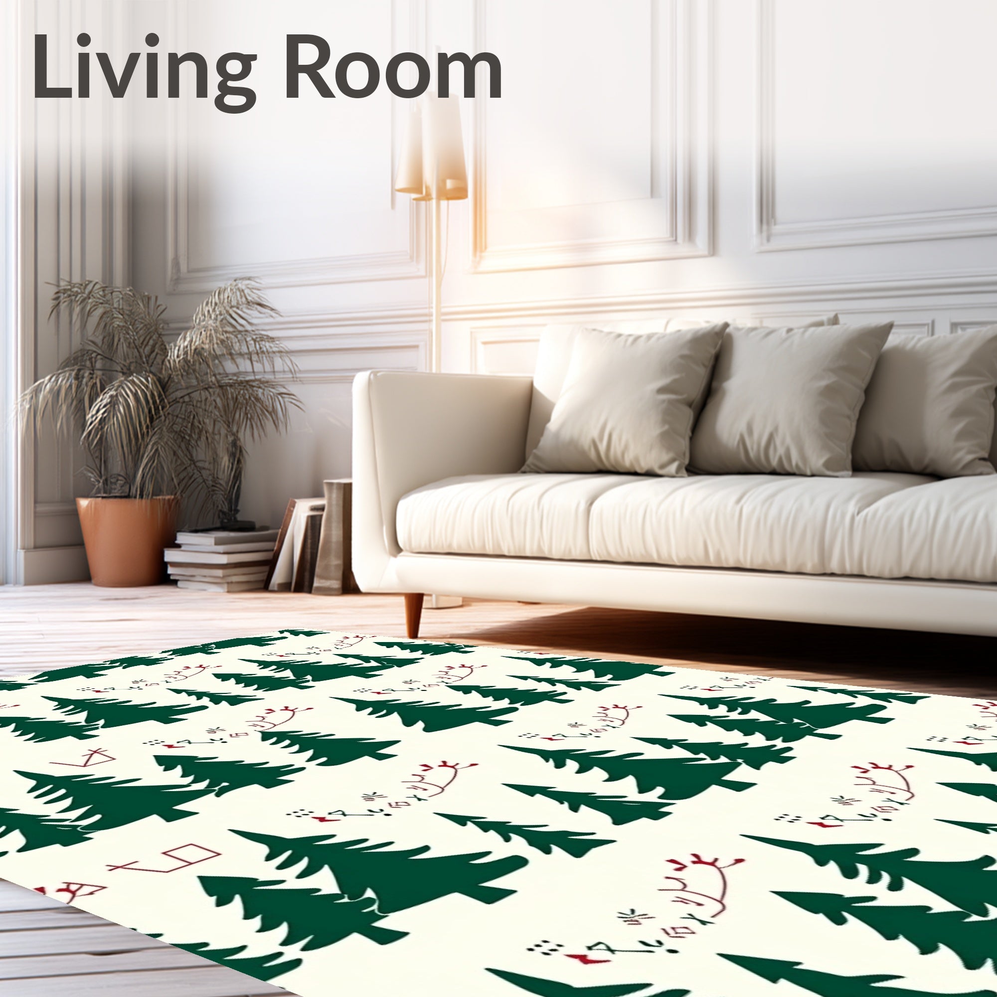 Forest Green Pine Tree Pattern Rug