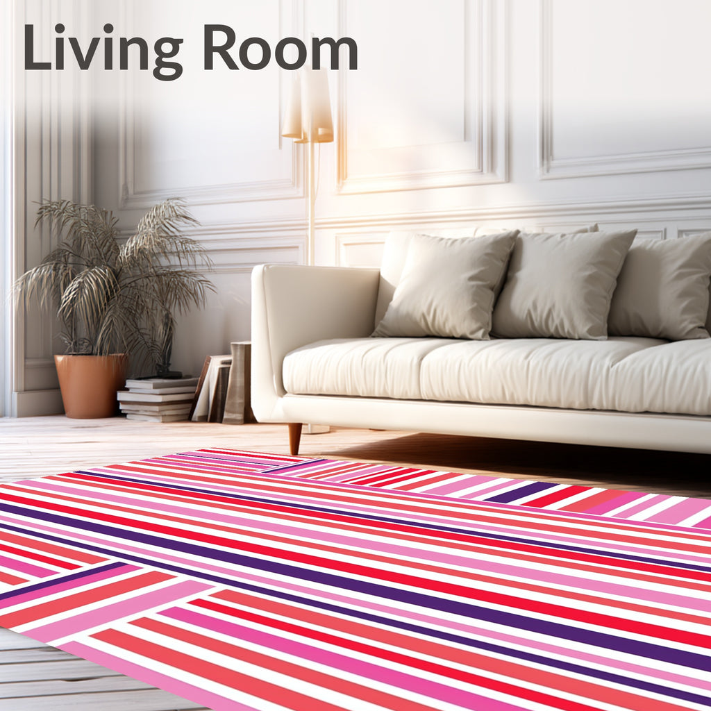 Striped Pink Purple Modern Vertical Pattern Rug