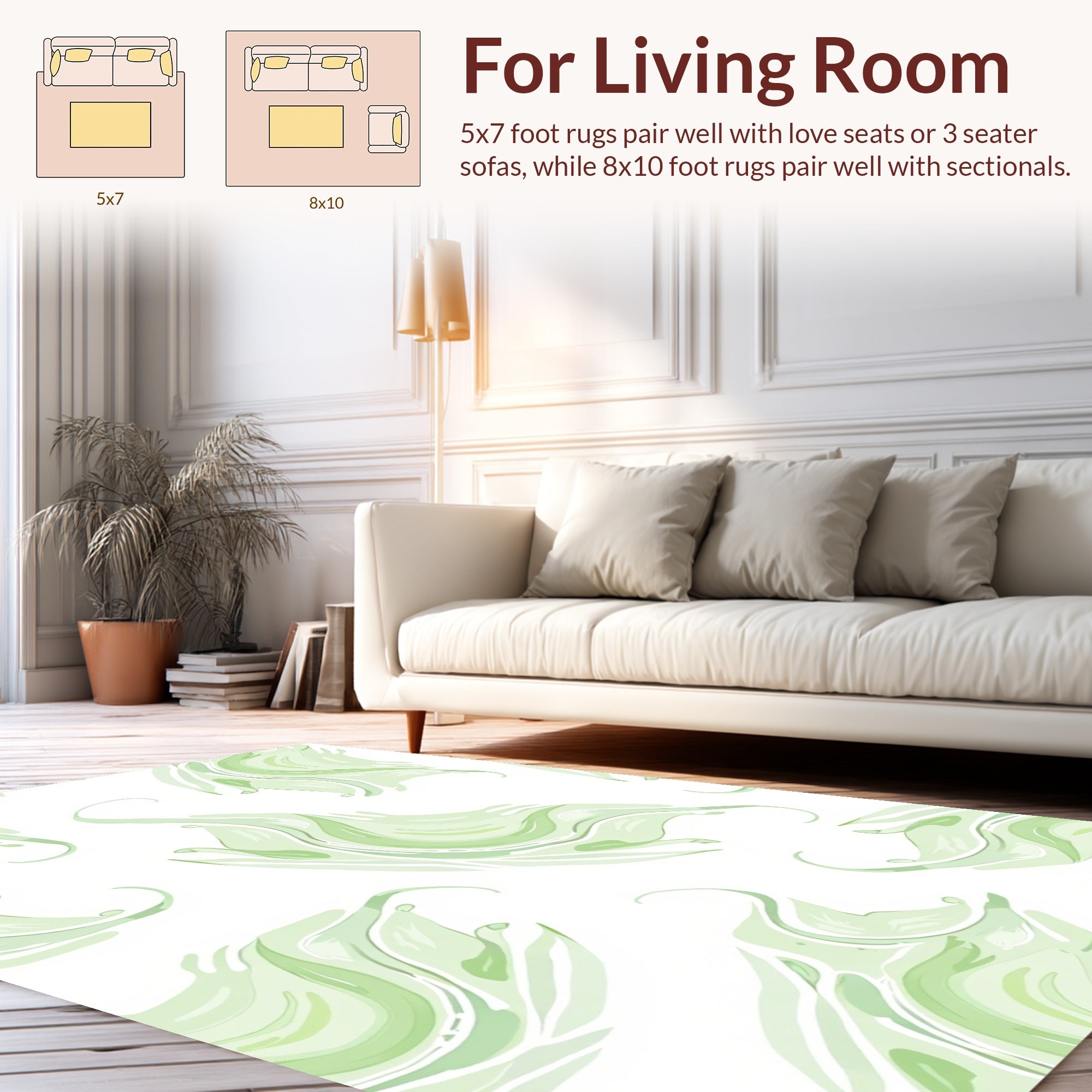 Abstract Swirl Green Watercolour Pattern Rug