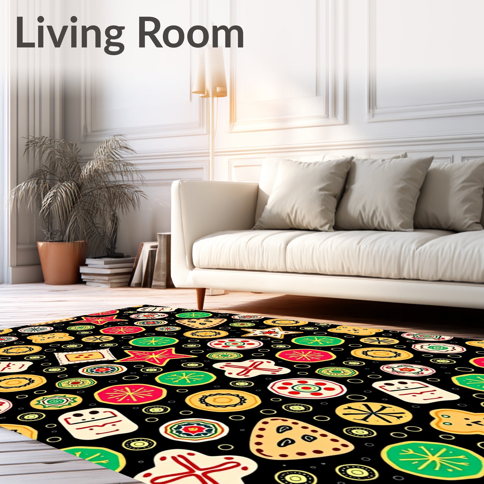 Vibrant Folk Art Inspired Shapes Rug