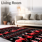 Red White Deer Festive Pattern Rug