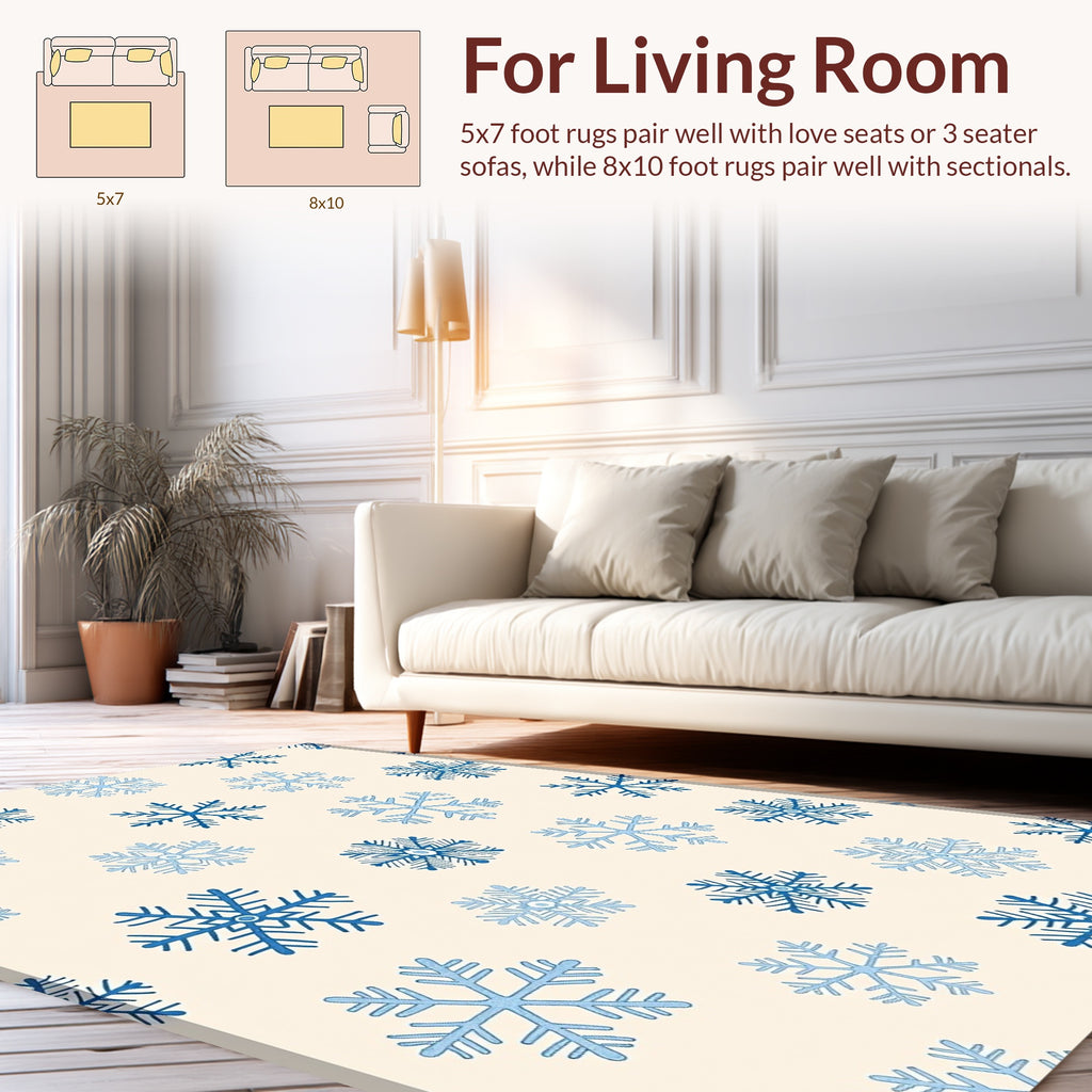 Winter Snowflake Pattern Print Rug