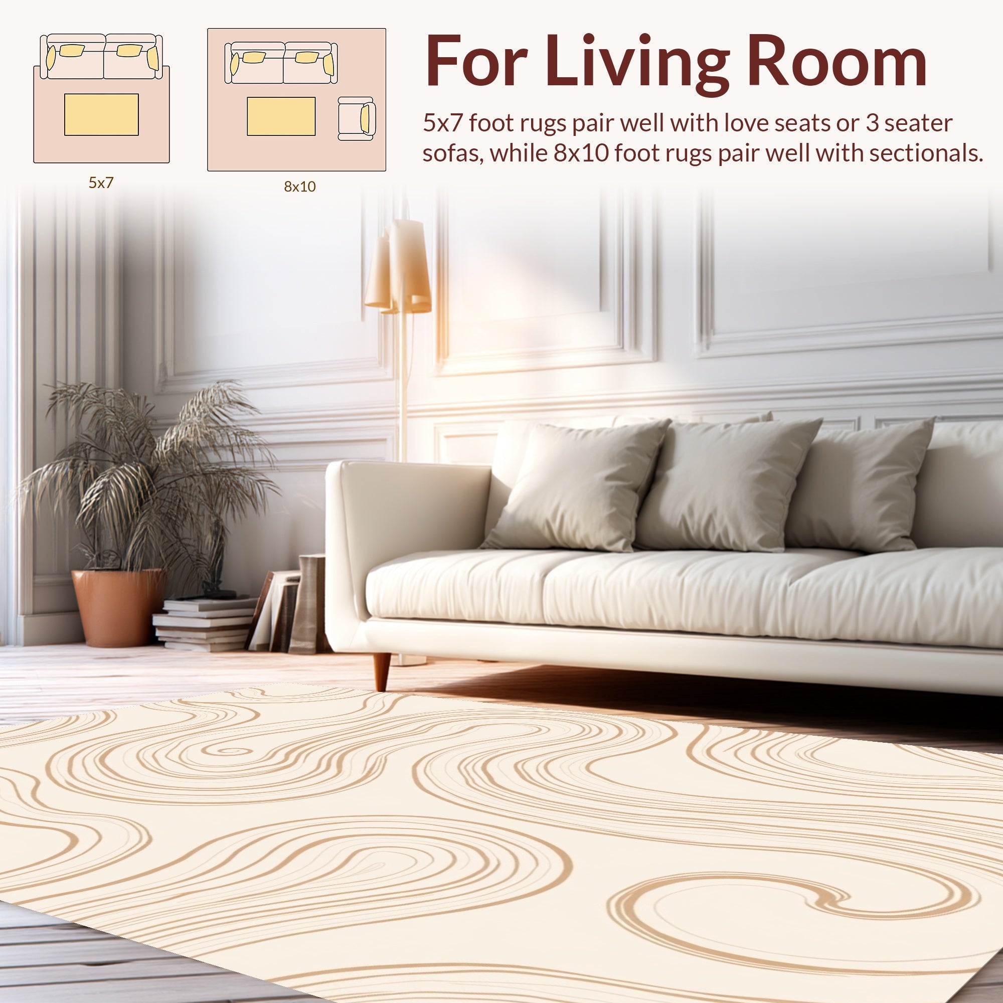 Creamy Swirls Organic Pattern Rug