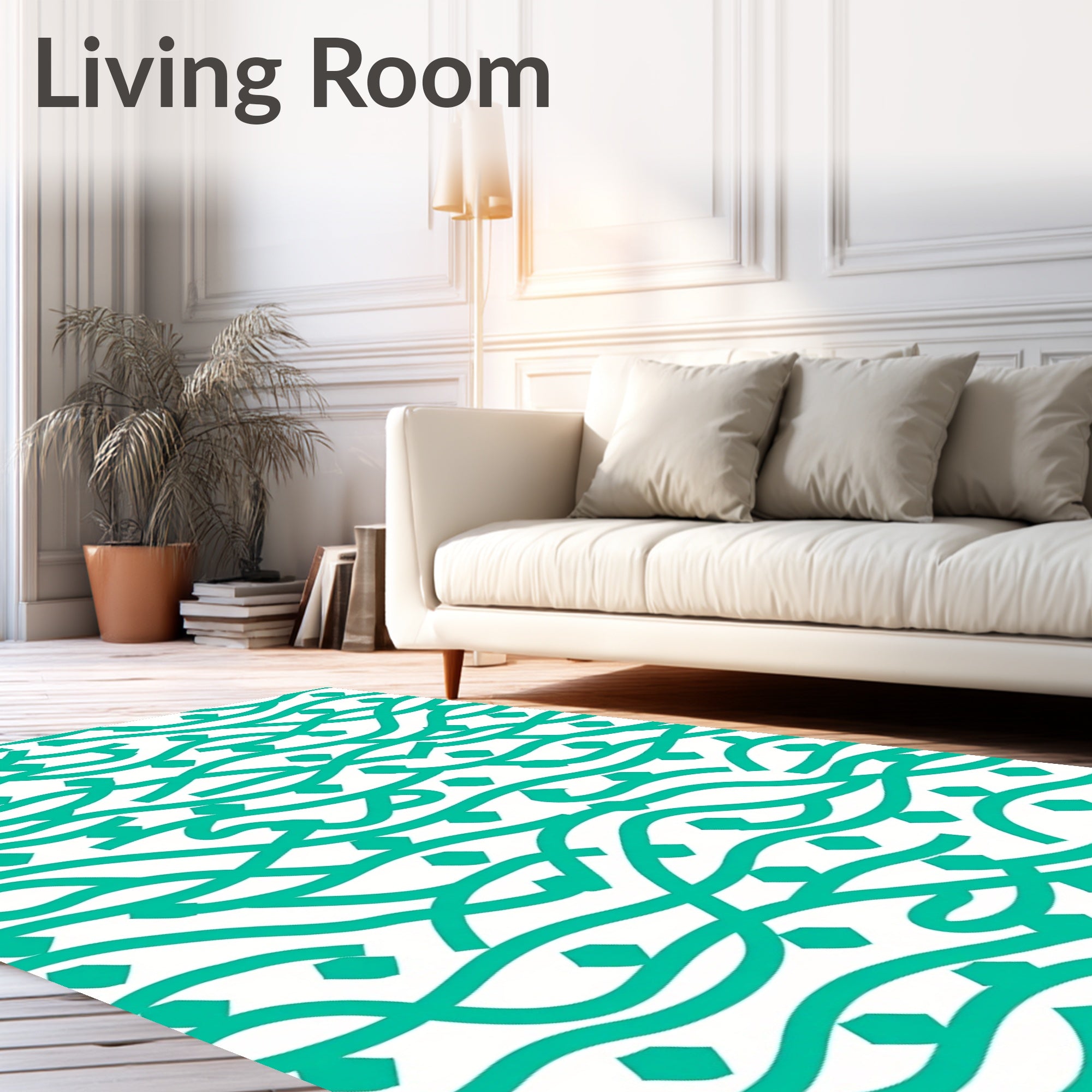 Teal Wavy Diamond Pattern Rug