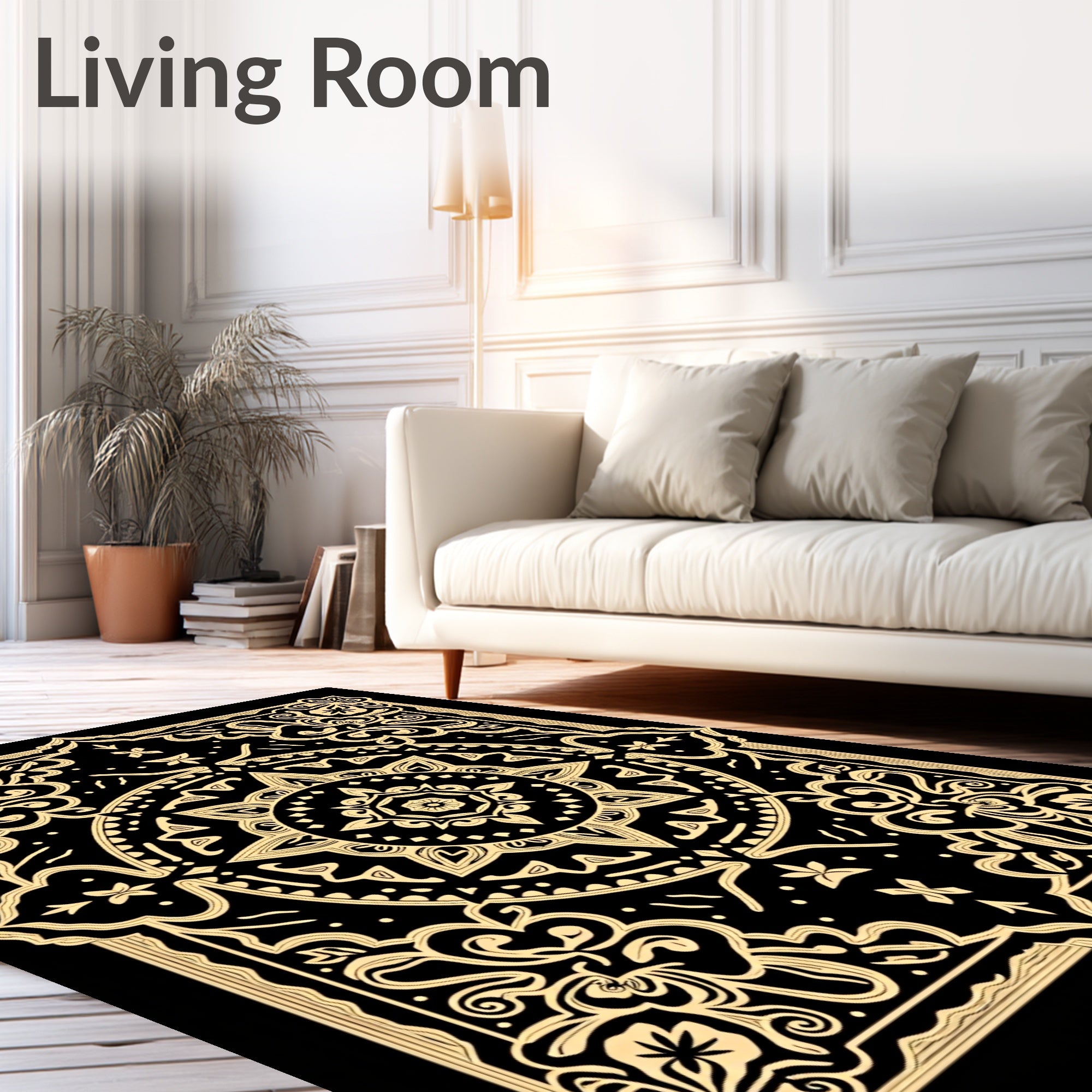 Ornate Floral Mandala Medallion Design Rug