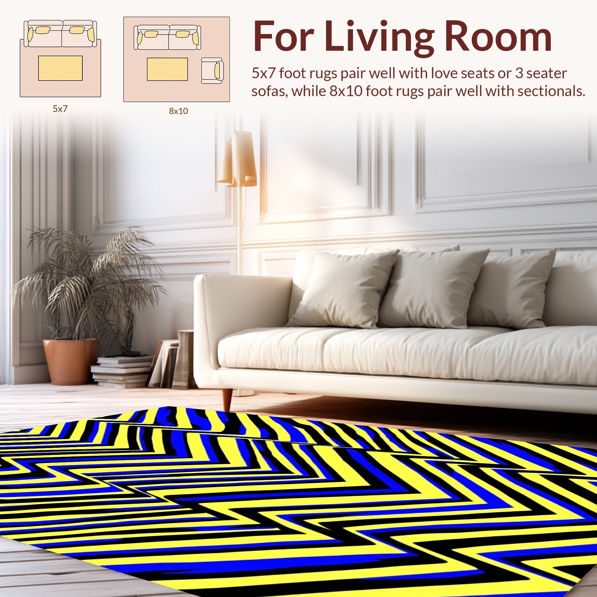 Bold Zigzag Patterned Abstract Rug