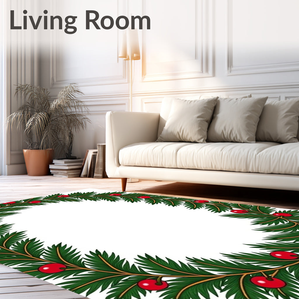 Evergreen Holly Berry Garland Rug