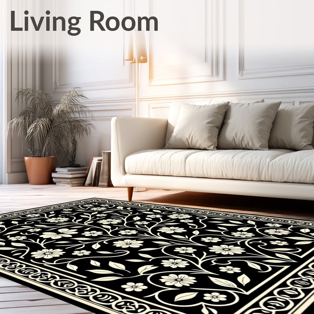 Classic Floral Vine Scrollwork Design Rug
