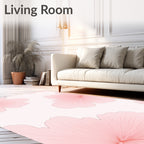 Soft Pink Floral Outline Pattern Rug