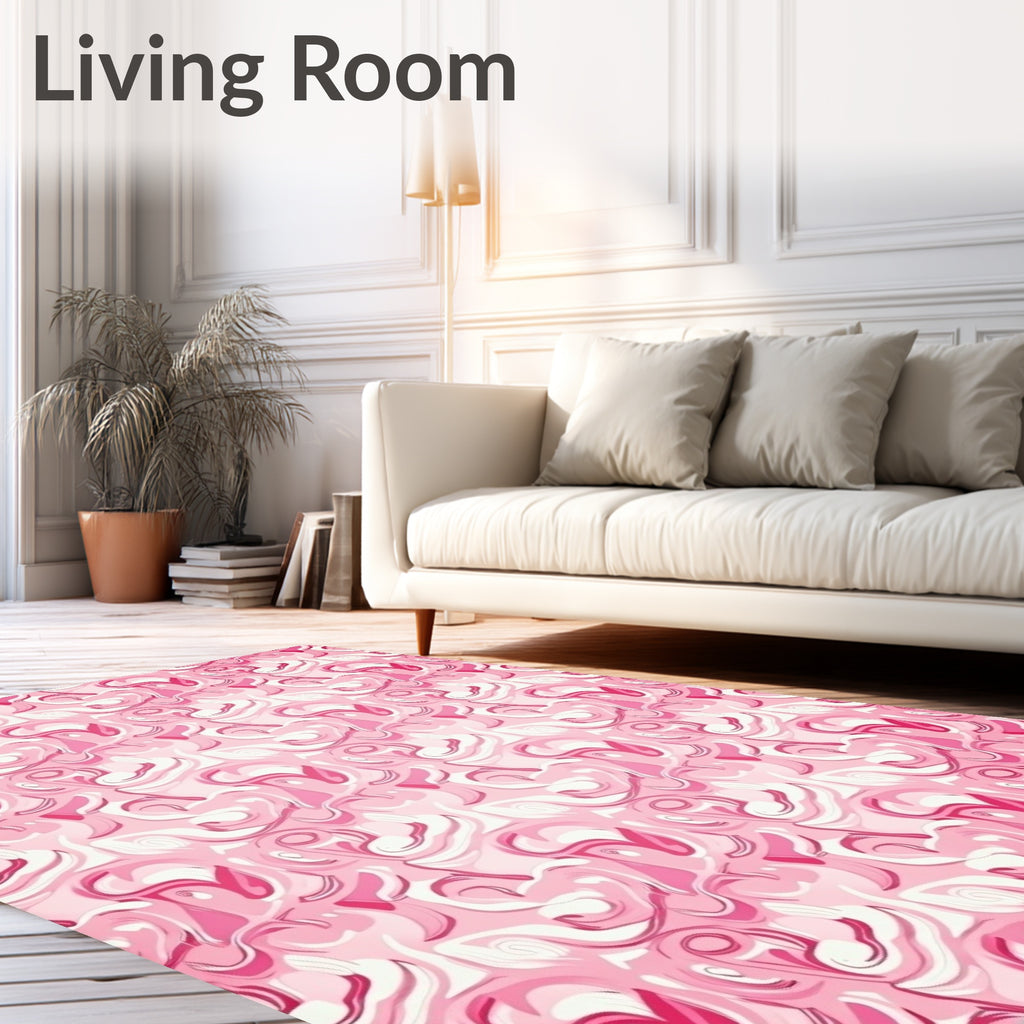 Whimsical Pink Swirl Pattern Design Rug