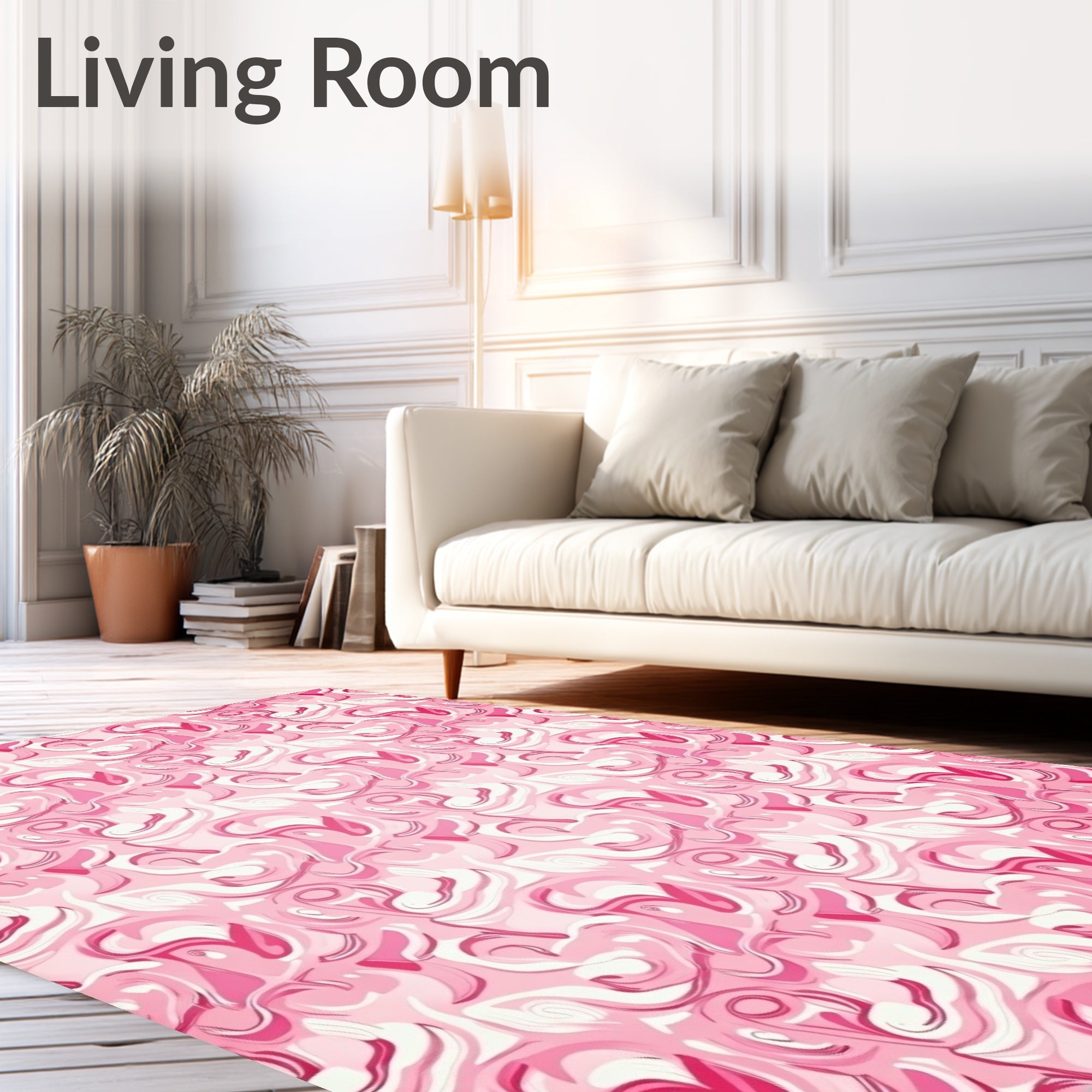 Whimsical Pink Swirl Pattern Design Rug