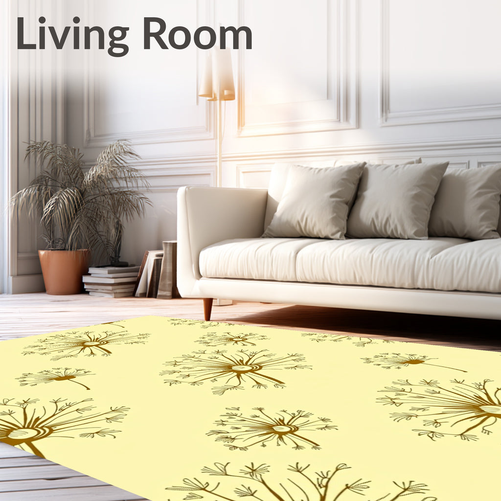 Golden Dandelion Seed Head Pattern Rug