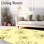Golden Dandelion Seed Head Pattern Rug