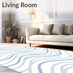 Soft Blue Wave Pattern Design Rug