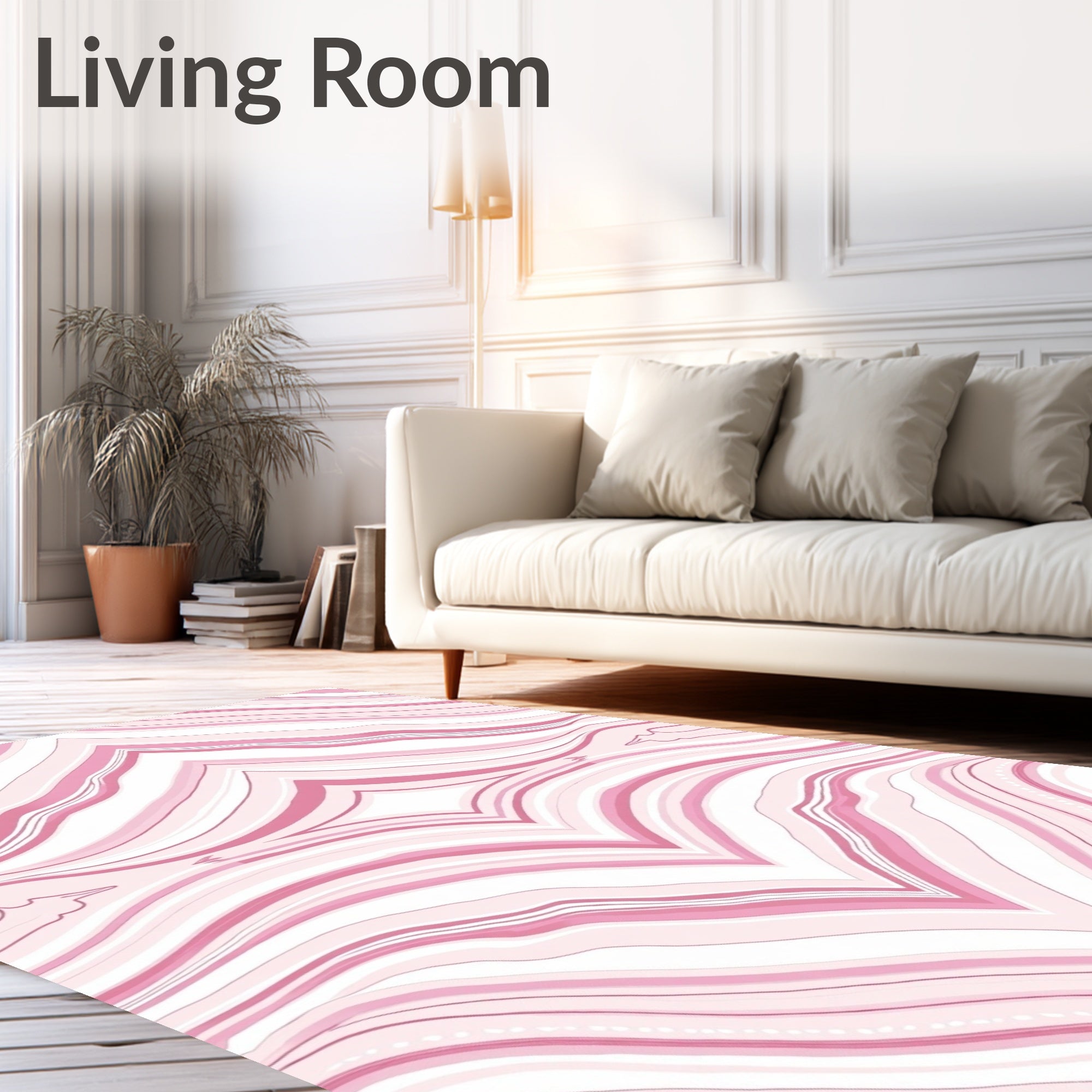 Pink Abstract Wavy Lines Design Rug