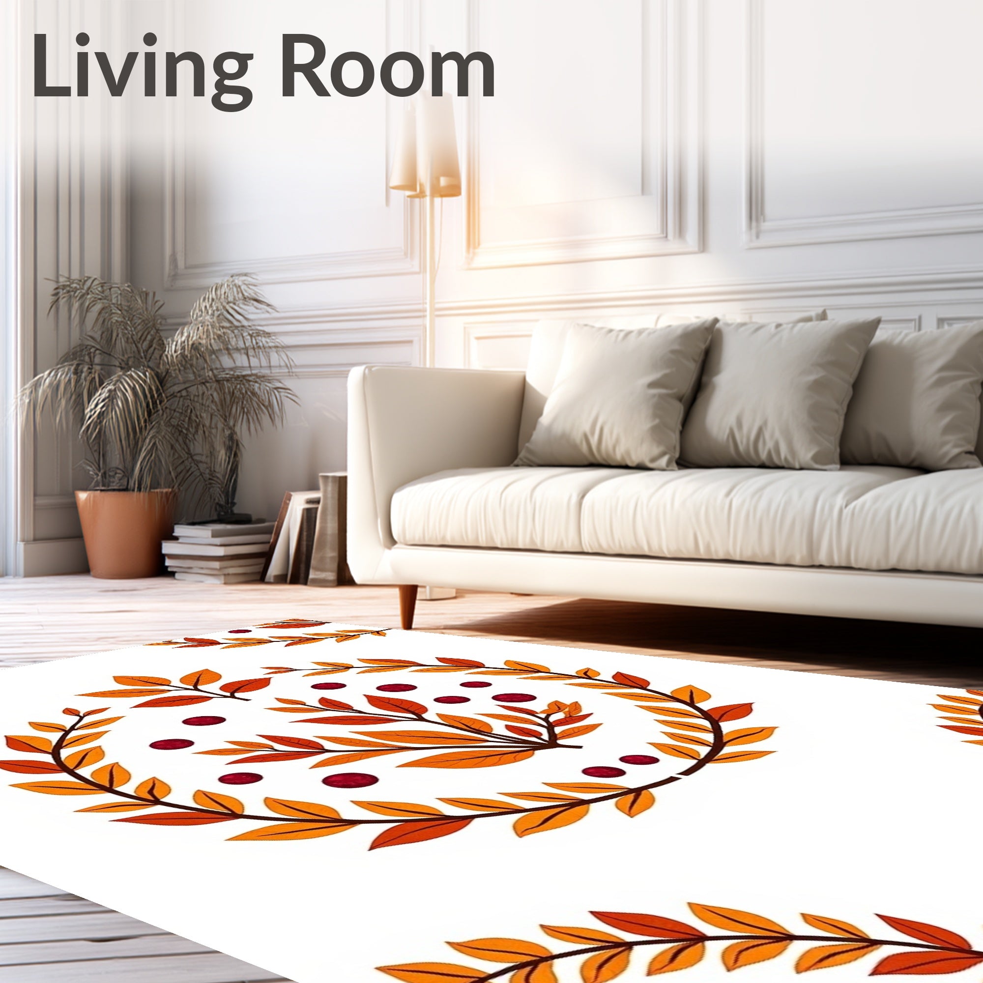 Autumnal Leaf and Berry Wreath Rug
