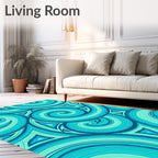 Oceanic Swirls And Triangles Pattern Rug