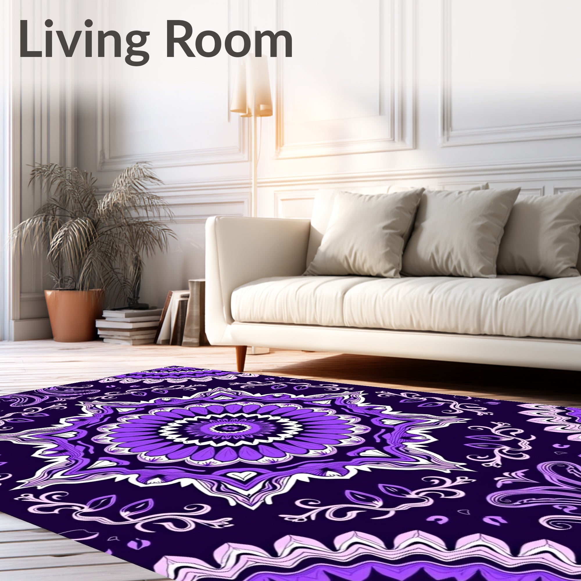 Purple Floral Mandala Design Rug
