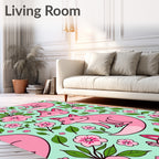 Pink Fox Floral Pattern Rug