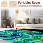 Swirling Ocean Blue Green Abstract Pattern Rug