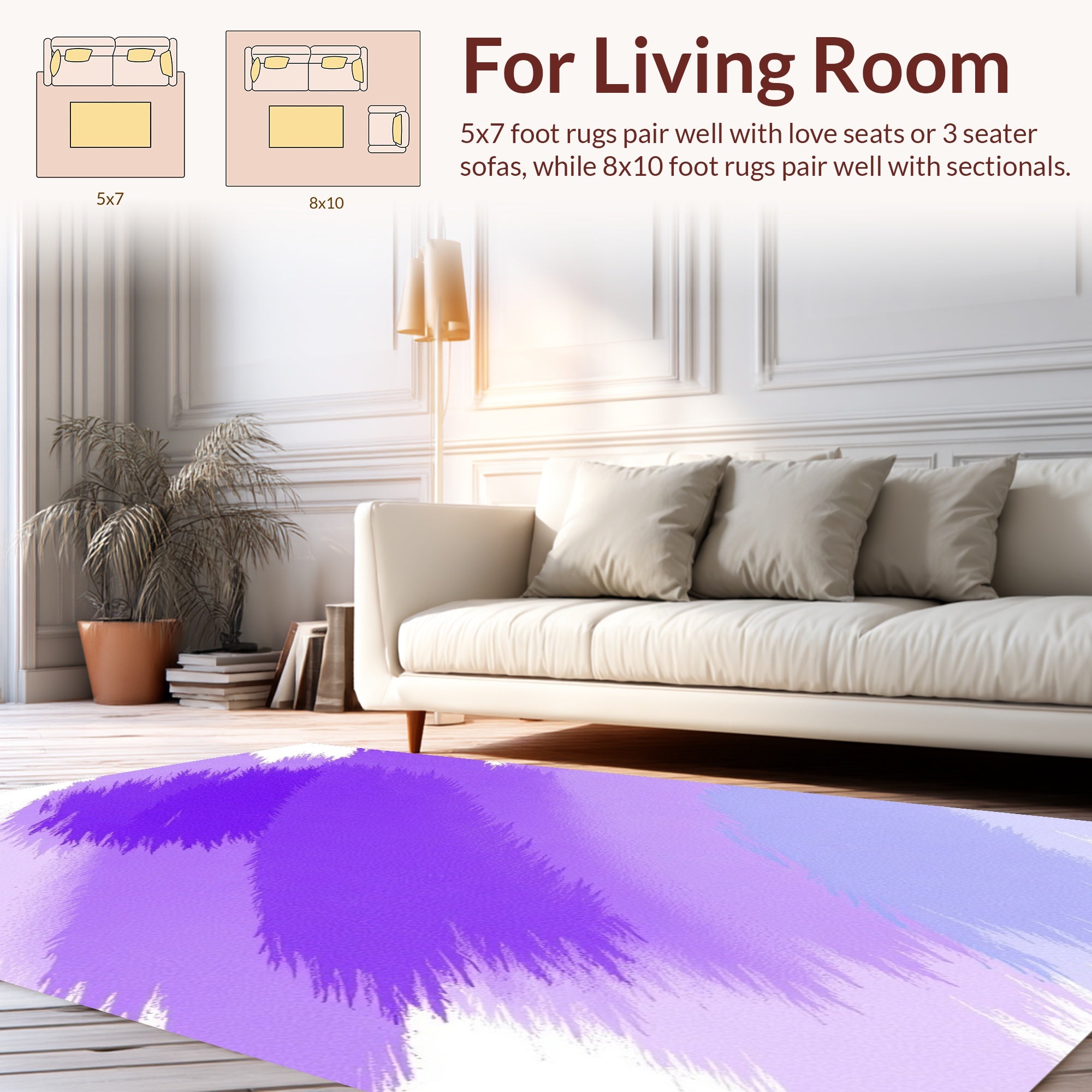 Purple Brushstroke Abstract Pattern Rug