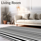 Bold Black White Stripe Pattern Rug