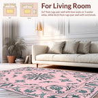 Ornate Floral Scrollwork Light Pink Rug