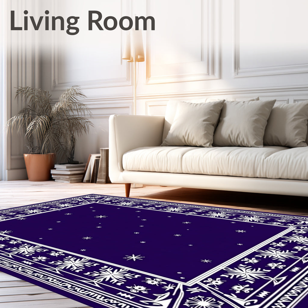 Winter Snowflake And Star Pattern Rug