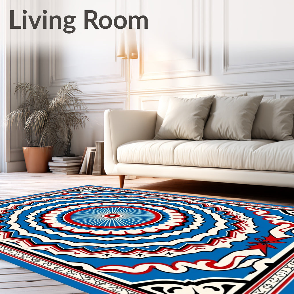 Bold Abstract Radial Pattern Design Rug